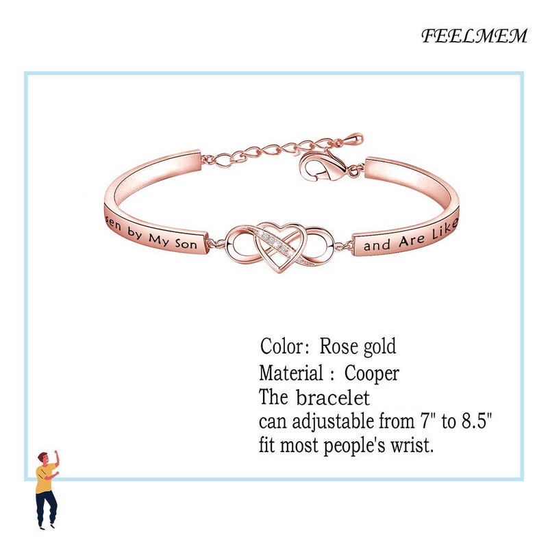FEELMEM Daughter-in-Law Gift Bracelet You Were Hand Chosen by My Son and Are Like A to Me Gift for Daughter in Law (bar-rose gold) - Image 2